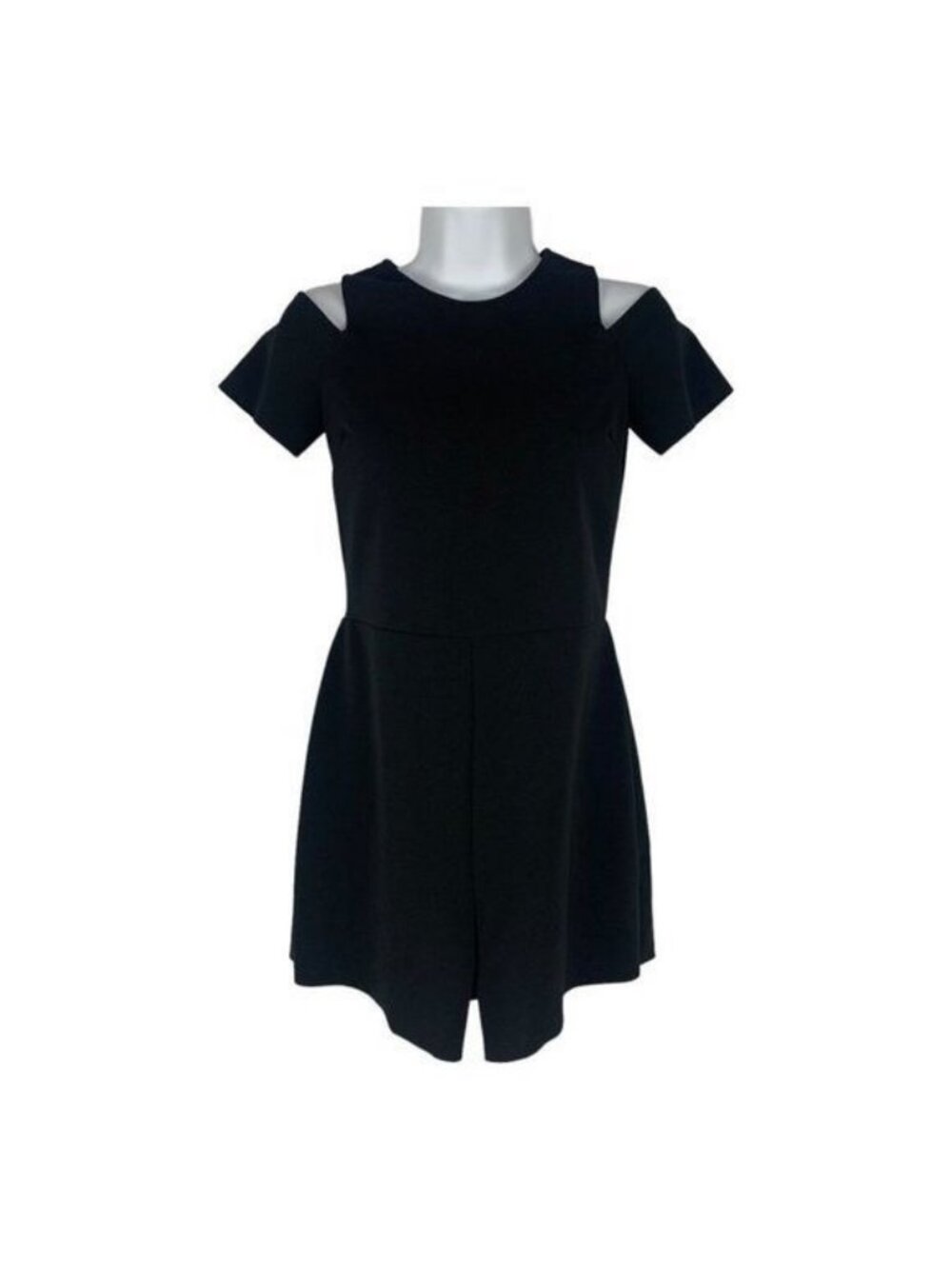 Zara Black Cold Shoulder Romper Women Size XS Elegant Minimalist Short Sleeve